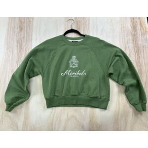 Recycled Vintage Top Ten Green Sweatshirt Small Crewneck France 85